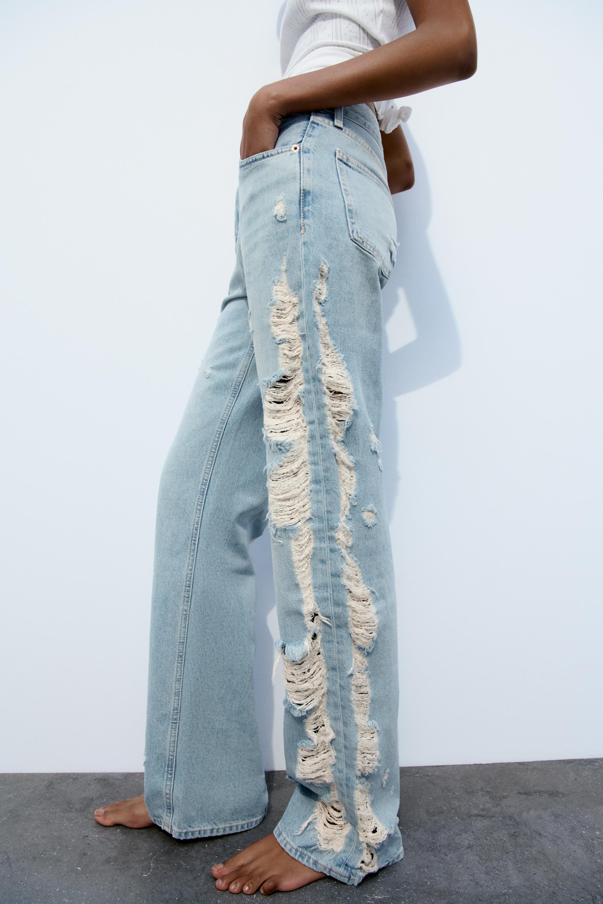 TRF MID-RISE WIDE LEG RIPPED JEANS Product Image