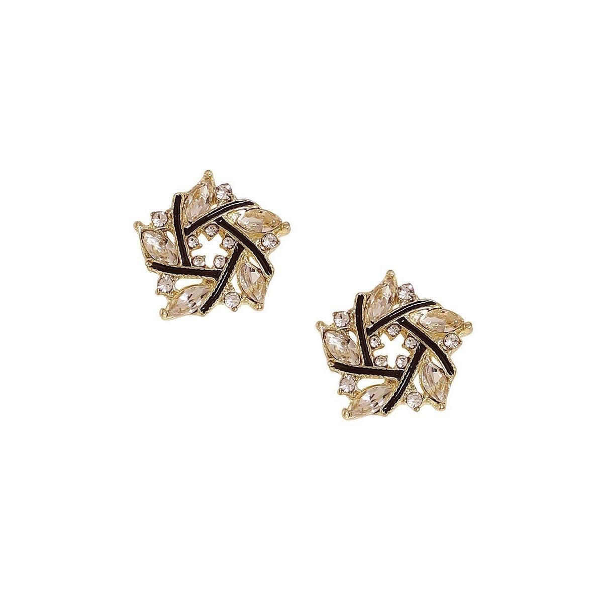 Sohi Womens Blue Spiral Flower Stud Earrings Product Image