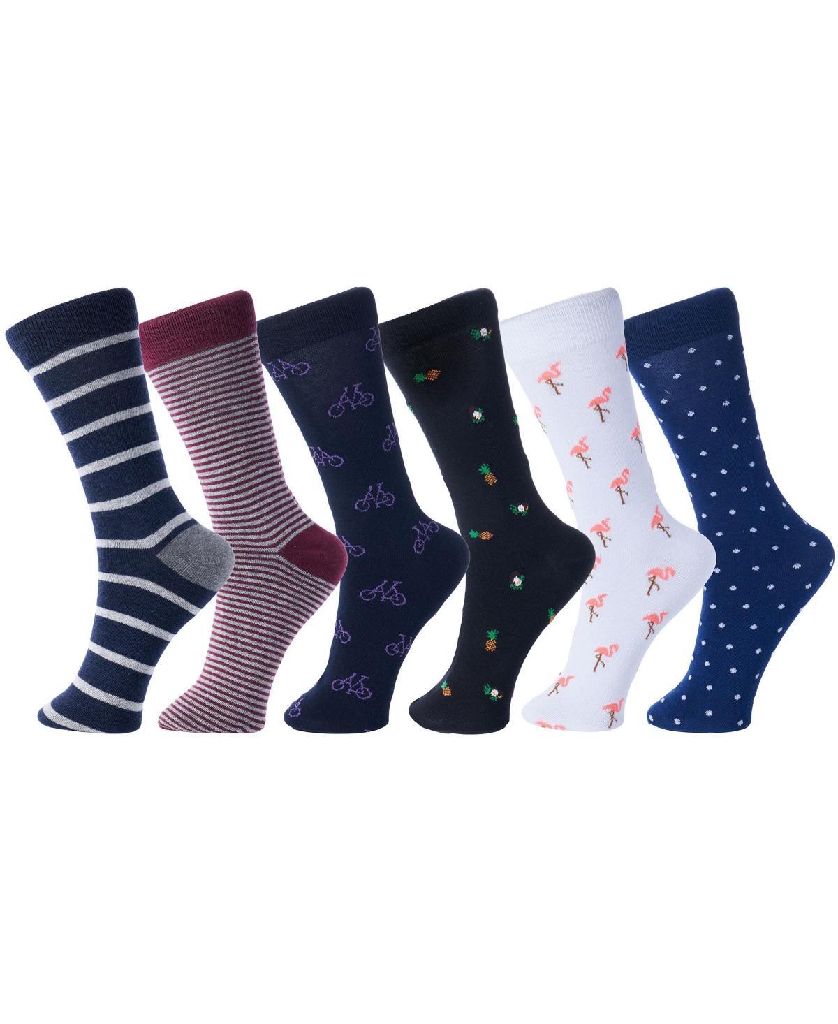 Alpine Swiss 6 Pack Mens Cotton Dress Socks Mid Calf Argyle Pattern Solids Set Product Image