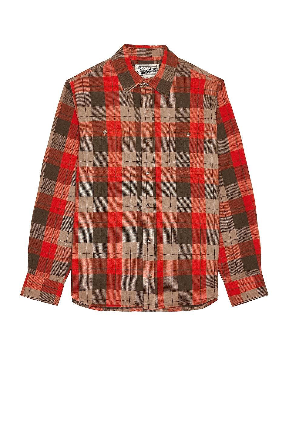 Schott Plaid Cotton Flannel Shirt in Dark Green Product Image