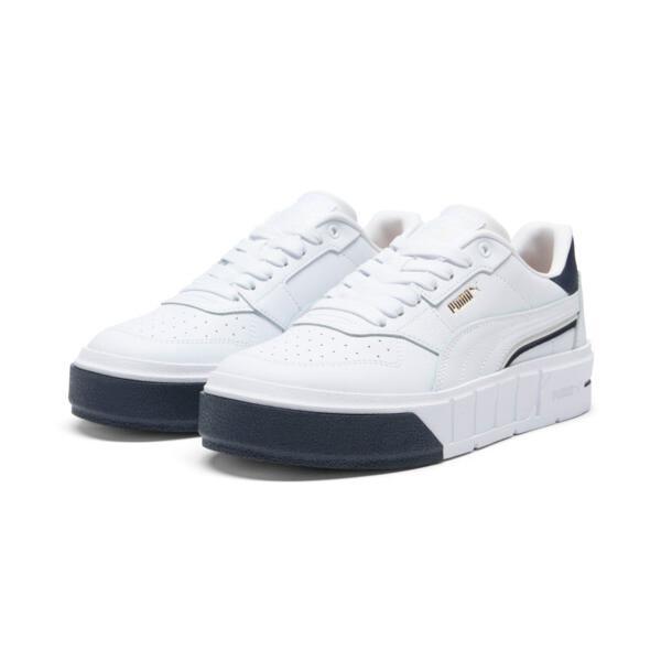 PUMA Cali Court Classics Women's Sneakers in White/Gold/Cool Dark Grey Product Image