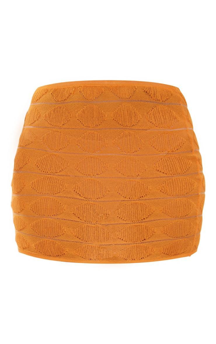 Orange Bobble Textured Sheer Knit Mini Skirt Product Image