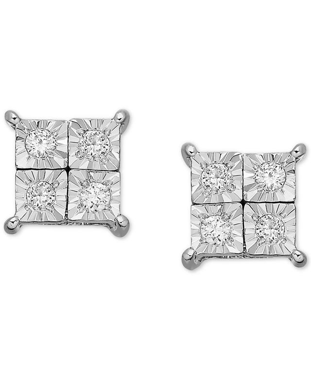 Diamond Accent Square Earrings in 14k White Gold Product Image