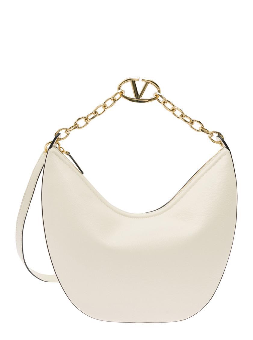 Vlogo Signature Leather Shoulder Bag In White Product Image