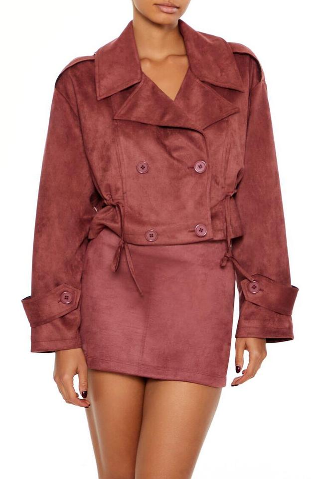 Faux Suede Cropped Trench Coat | Forever 21 Product Image