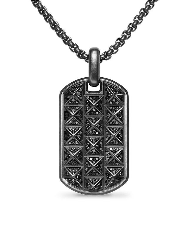 Mens Pyramid Tag in Black Titanium with Black Diamonds, 35MM Product Image