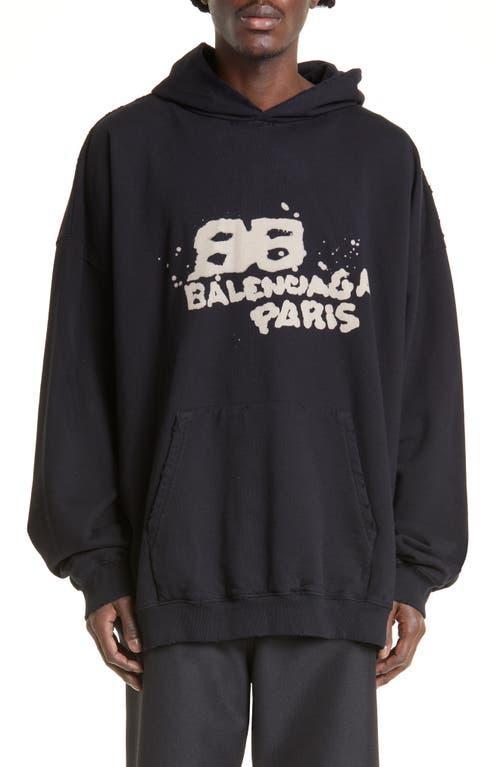 Balenciaga Dirty Oversize BB Logo Cotton Hoodie Product Image