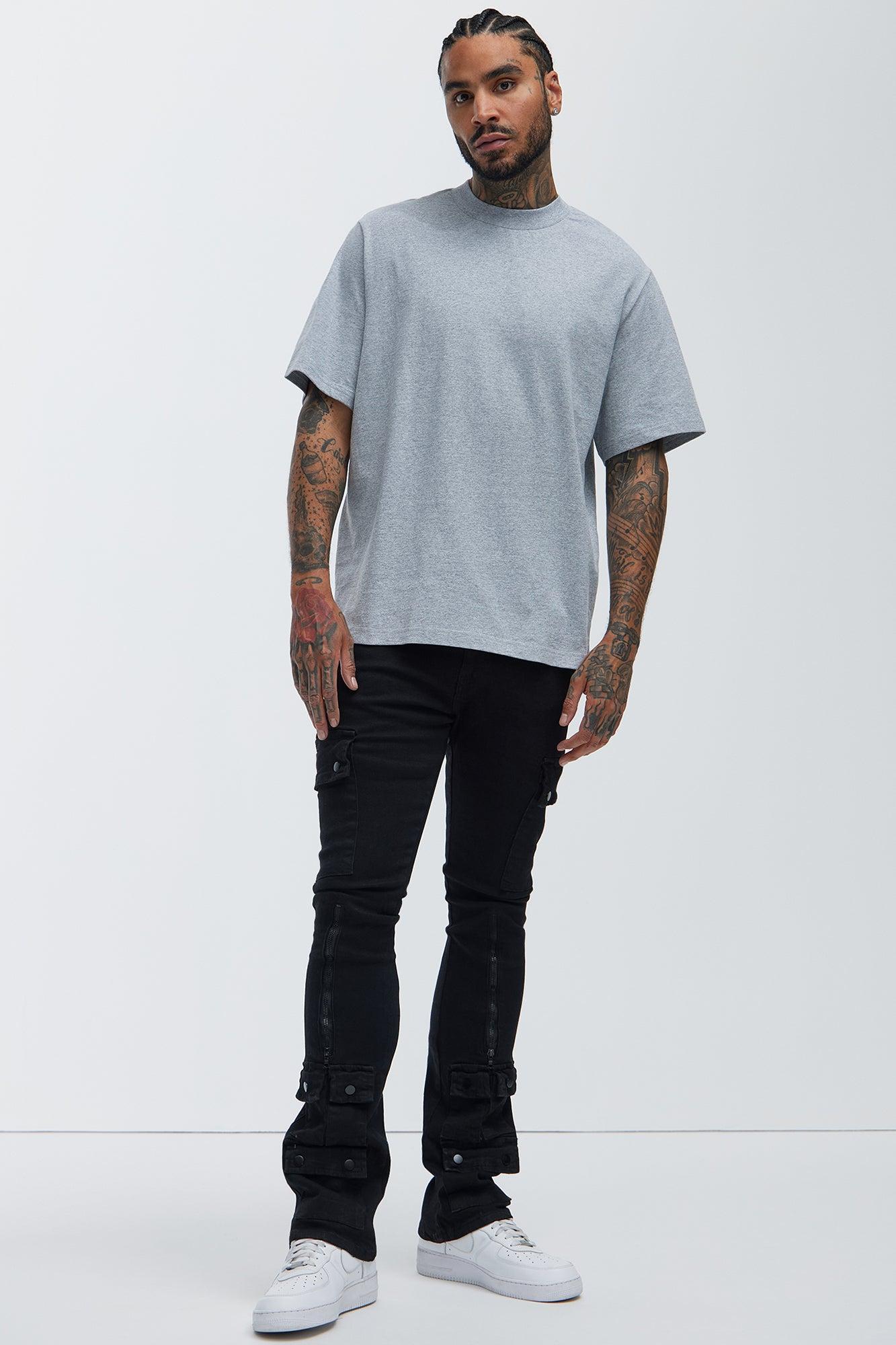 Oversized Heavyweight Short Sleeve Tee - Heather Grey Product Image