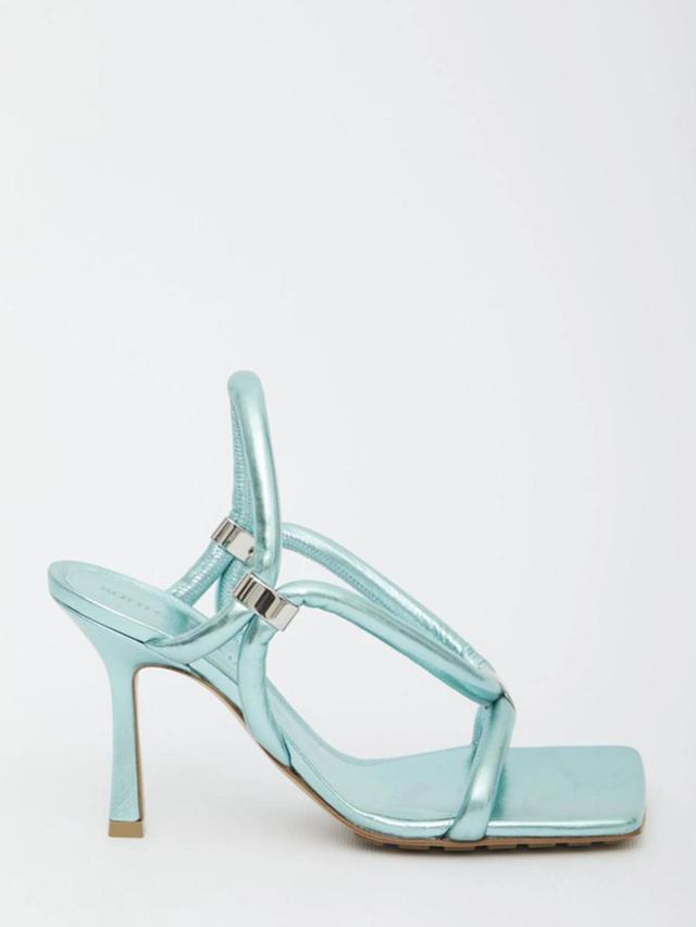 BOTTEGA VENETA Stretch Metallic Leather Sandals In Blue Product Image