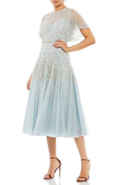 Mac Duggal Sequin & Crystal Embellished Ruffle Sleeve Midi Cocktail Dress Product Image