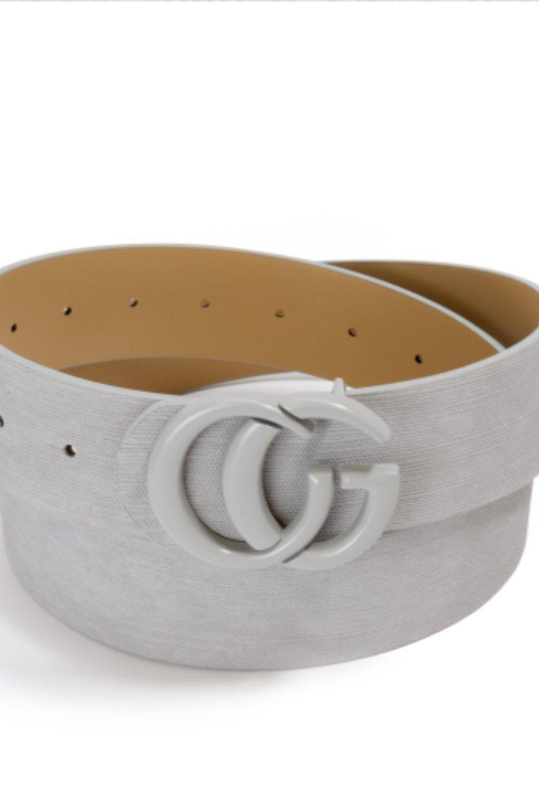 Textured Faux Leather Belt With Monochrome Interlock Buckle Female Product Image