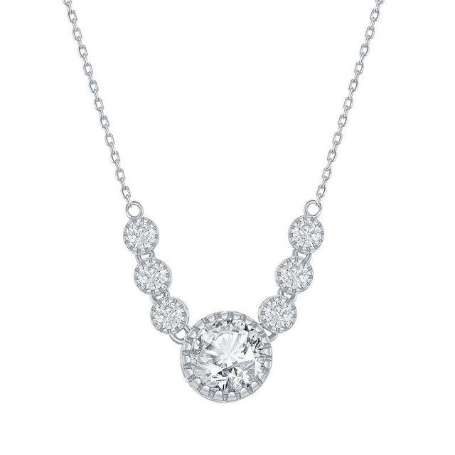 Sterling Silver Cubic Zirconia 5-Stone Necklace, Womens Product Image