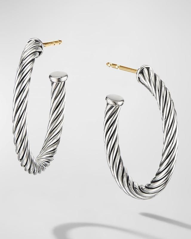 Womens Cable Hoop Earrings in Sterling Silver Product Image