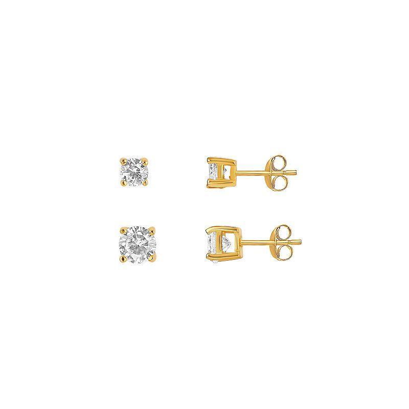 PRIMROSE Sterling Silver Graduated Cubic Zirconia Stud Earring Set, Womens, Yellow Product Image