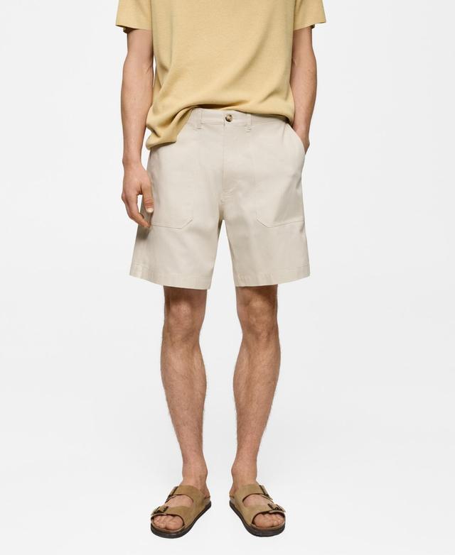 MANGO MAN - 100% herringbone cotton Bermuda shorts ecruMen Product Image