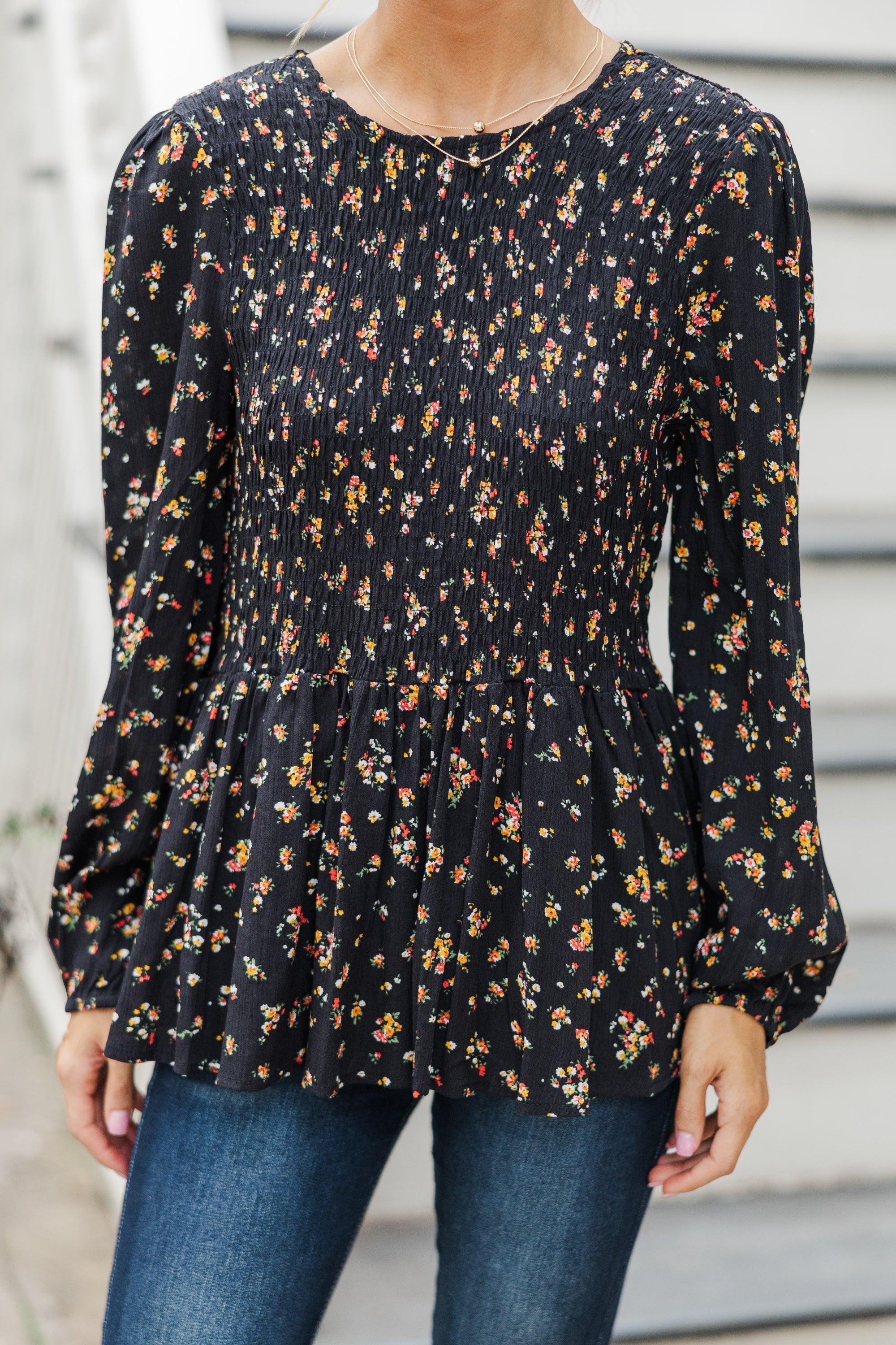 Getting Close Black Ditsy Floral Blouse Female Product Image