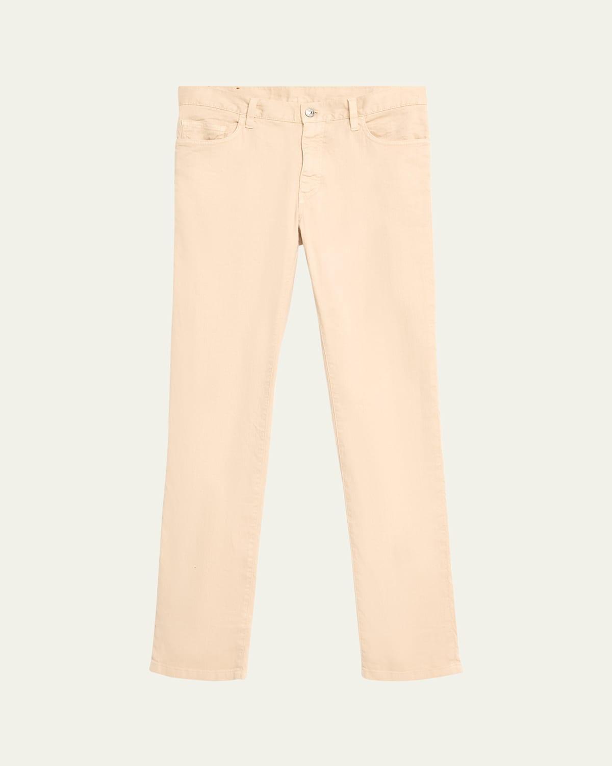 Mens Light Tan Linen 5-Pocket Jeans Product Image