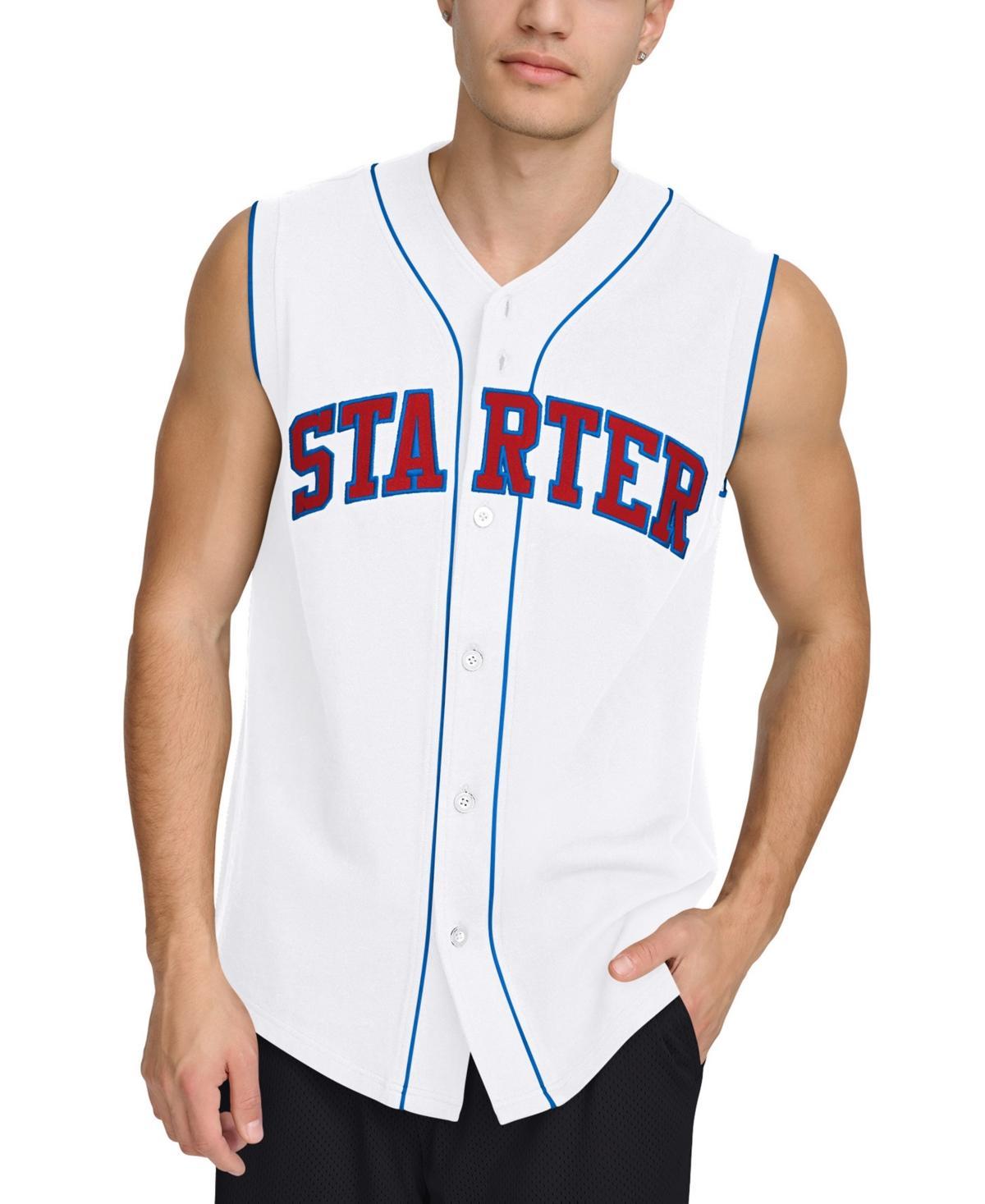 Starter Mens Regular-Fit Logo Embroidered Sleeveless Button-Down Baseball Jersey Product Image