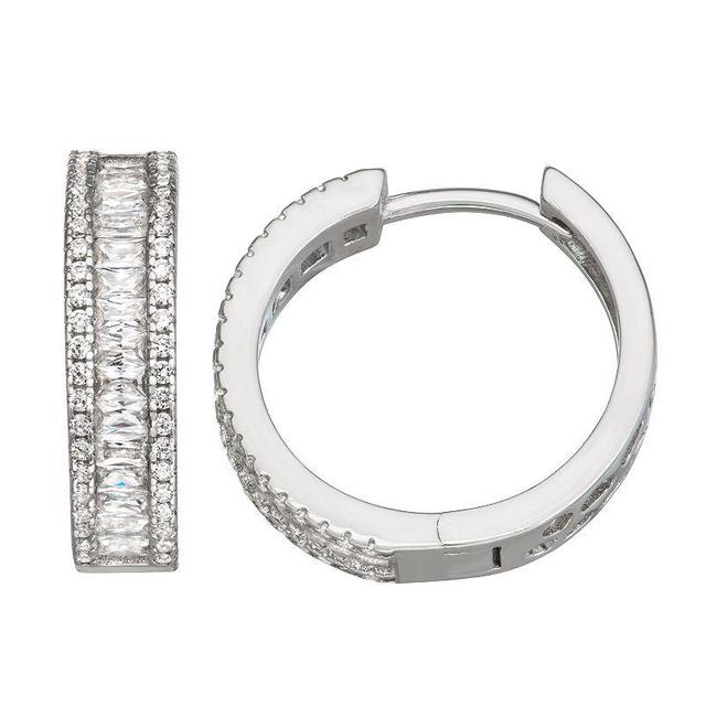 Contessa Di Capri Cubic Zirconia Huggie Hoop Earrings, Womens, White Product Image