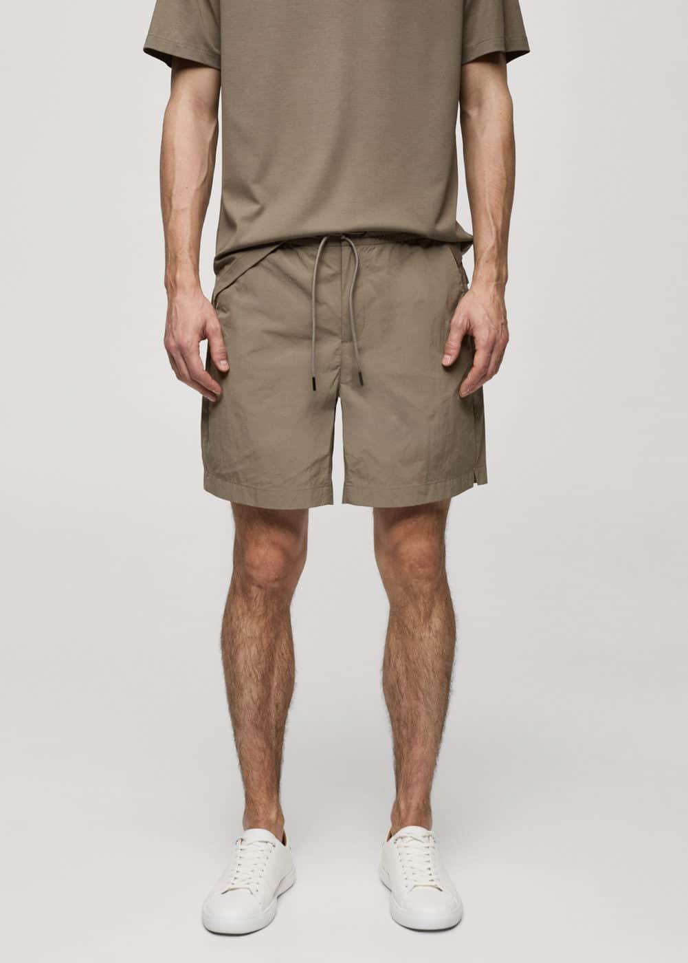 MANGO MAN - Water repellent drawstring Bermuda shorts khakiMen Product Image