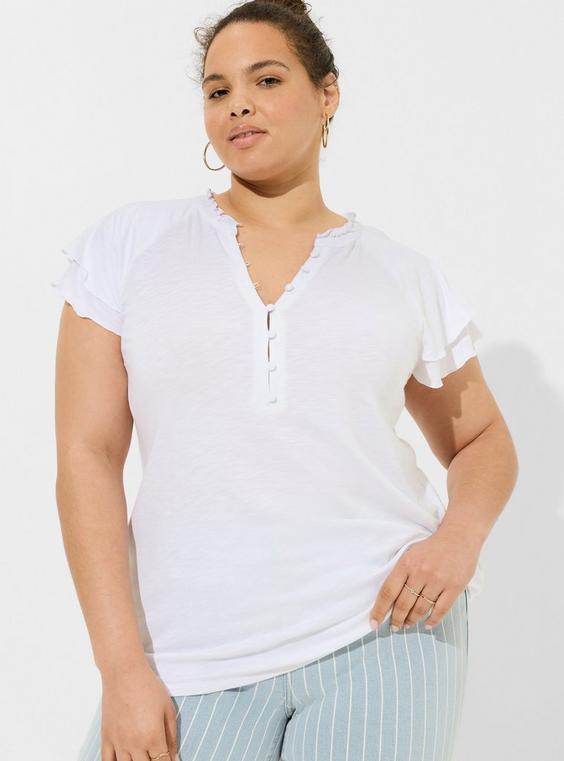 Vintage Slub Raglan Henley Flutter Sleeve Top product image