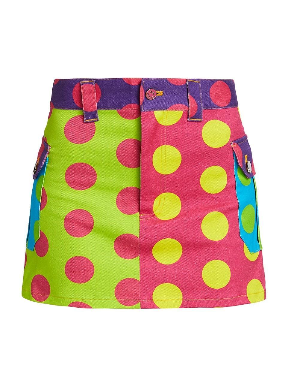 Womens Polka-Dot Cargo Miniskirt Product Image