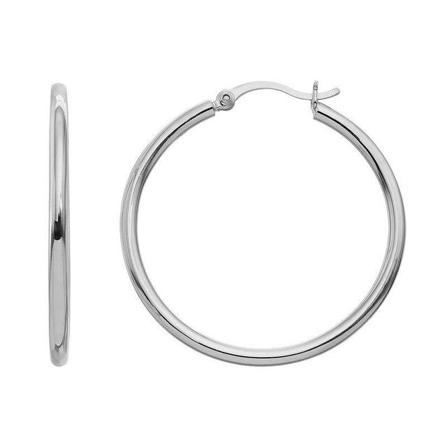 Sterling Silver Hoop Earrings, Womens, Grey Product Image