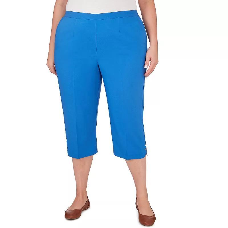 Plus Size Alfred Dunner Pull-On Button Cuff Beach Capri Pants, Womens Pink Product Image