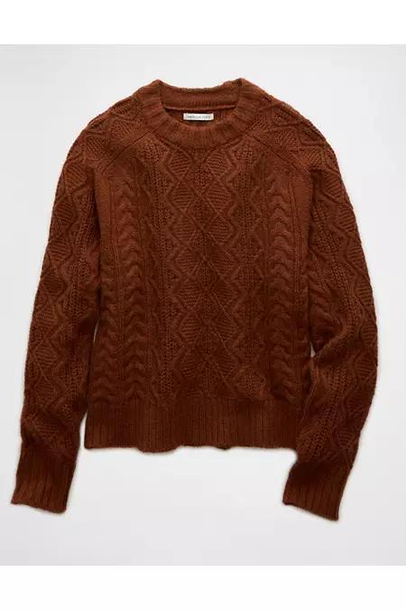 AE Cropped Cable Knit Sweater Women's Product Image