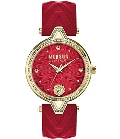 Versus Versace Womens V Versus Crystal Red Leather Watch 34MM Product Image