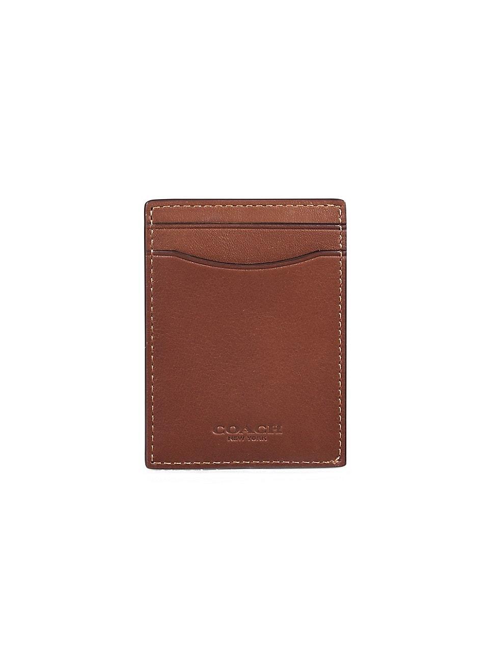 Coach Mens Sport Calf Leather Money Clip Card Case - Dark Saddle Product Image