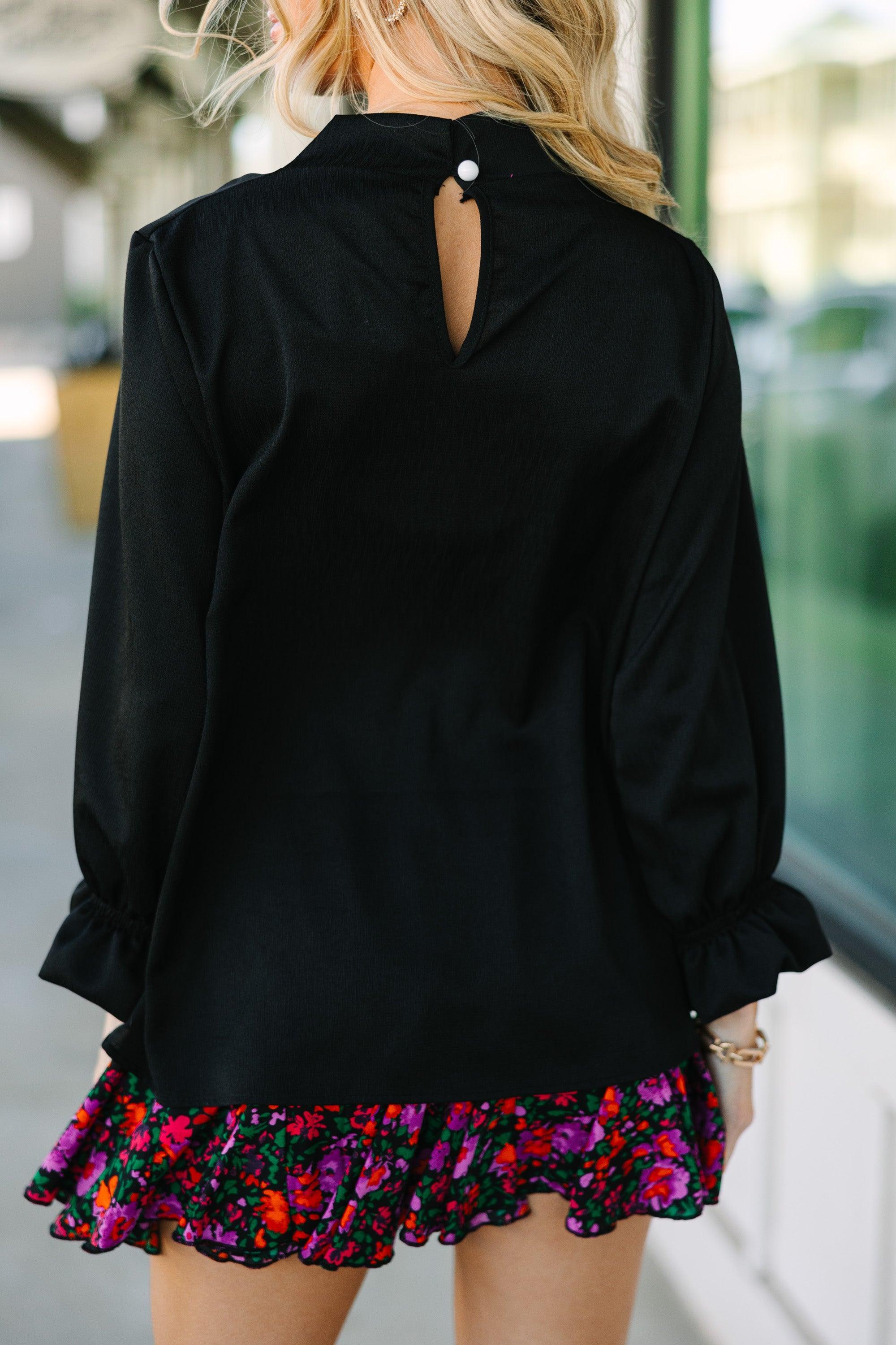 Tried And True Black Ruffled Blouse Female Product Image