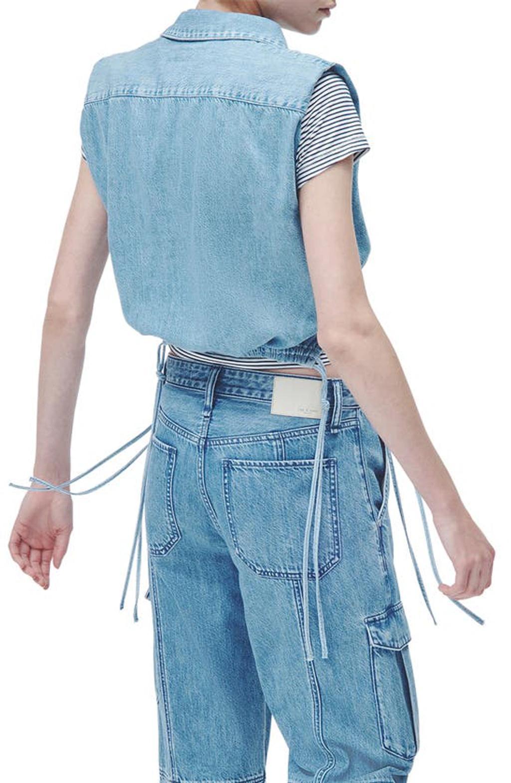 Fiona Ultra Featherweight Sleeveless Denim Crop Top In Billie Product Image