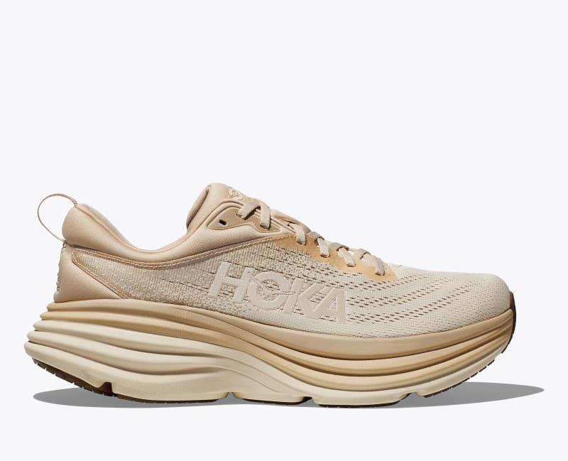 HOKA Mens Bondi 8 Shoes in Oat Milk/Barley, Size 9.5 W Product Image