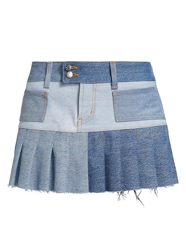 Womens Ricci Upcycled Vintage Denim Patchwork Miniskirt Product Image