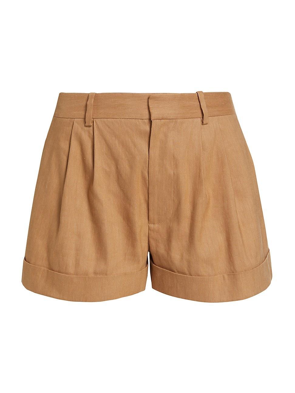 Womens Conry Pleated Linen-Blend Shorts Product Image