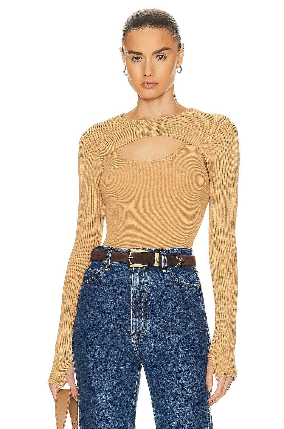 GRLFRND Neige Layered Sweater in Tan product image