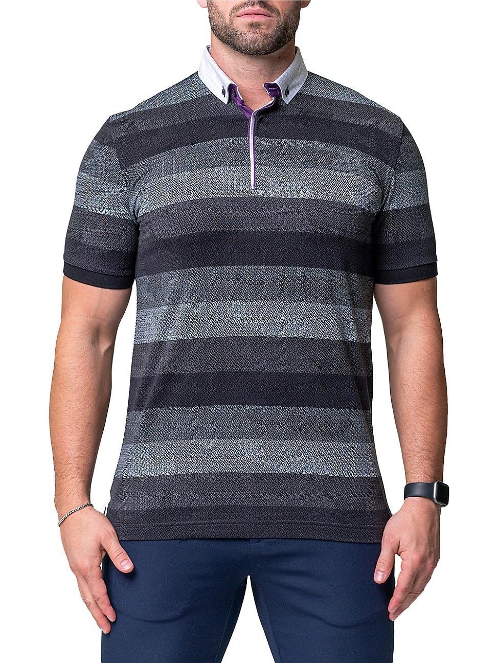 Maceoo Mozartpolk Black Stripe Cotton Polo Product Image