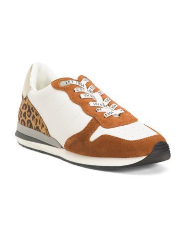 Leather Valery Leopard Detail Sneakers for Women | Leather/Man-Made Sole/Metal Product Image