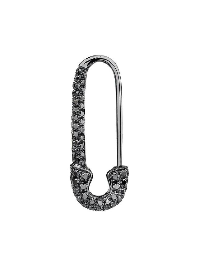 Womens 18K Black Gold & 0.46 TCW Diamond Safety Pin Earring Product Image