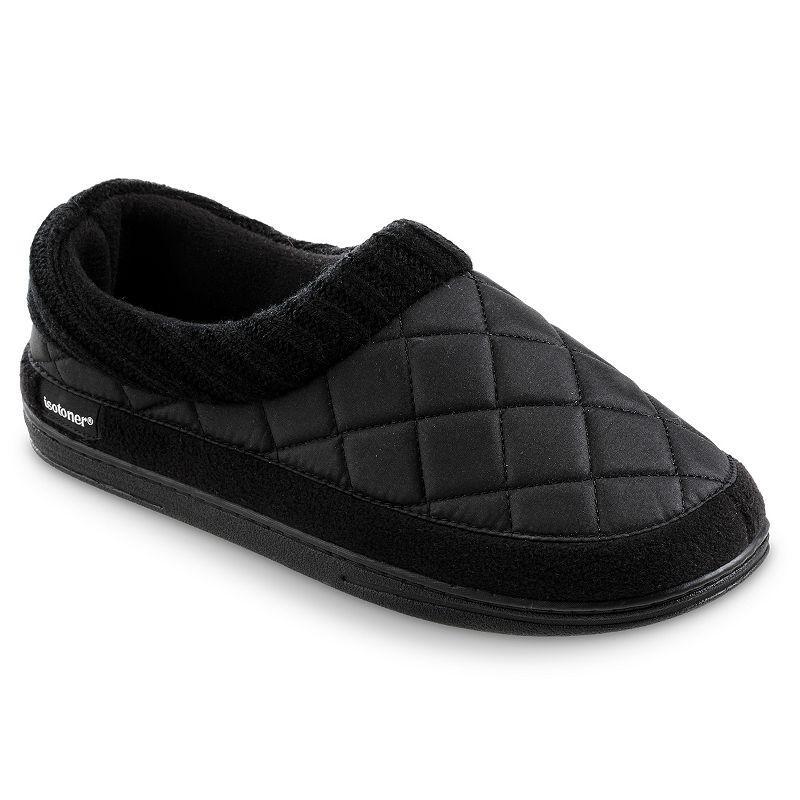 isotoner Quilted Nylon Levon Low Boot Mens Slippers Grey Product Image