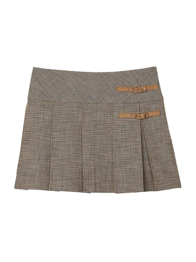 Womens Pleated Micro Houndstooth Skirt Product Image