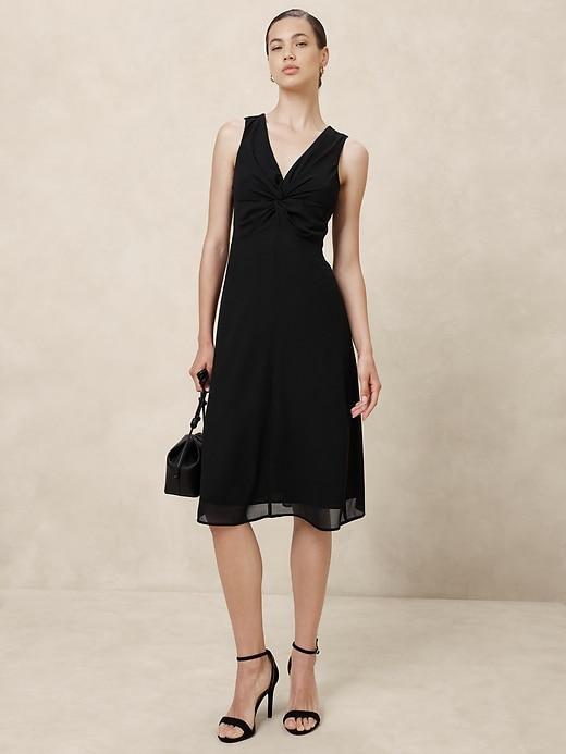 Chiffon Twist-Front Midi Dress Product Image