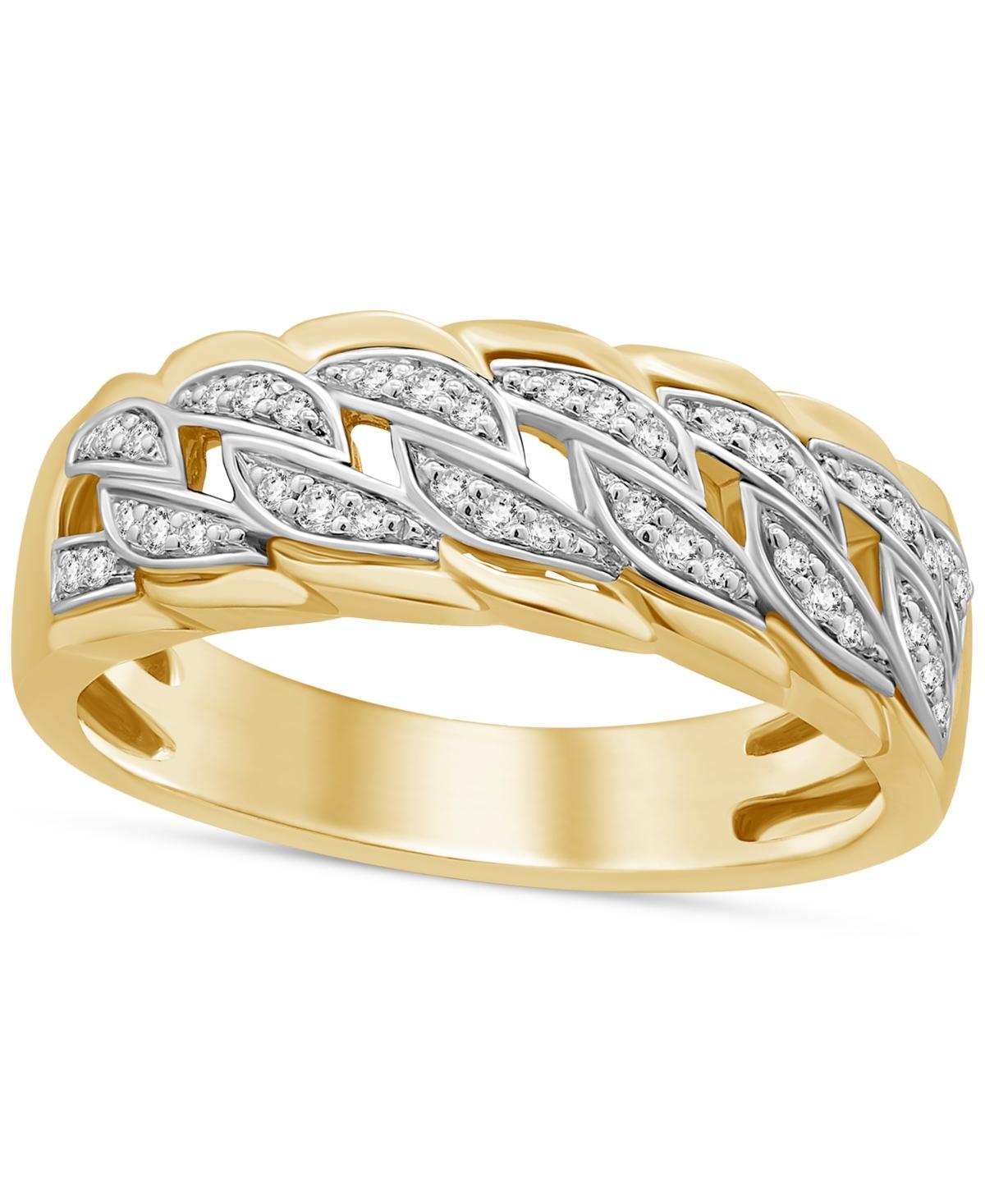 Mens Diamond Chain Link Style Band (1/5 ct. t.w.) in Sterling Silver & 14k Gold-Plate Product Image