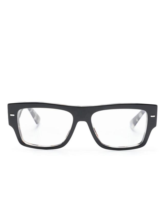 Logo Engraved Rectangle-frame Glasses In Black Product Image