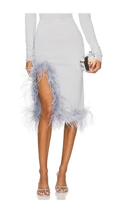 Grey Knit Skirt With Feathers Product Image