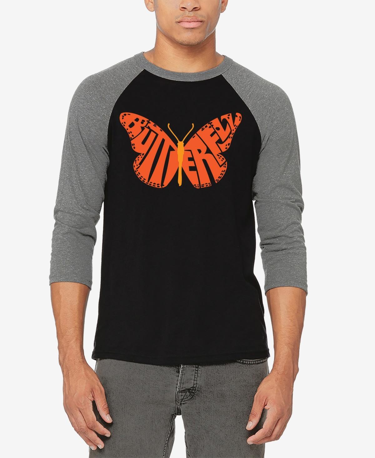 La Pop Art Butterfly - Mens Raglan Baseball Word Art T-Shirt Product Image