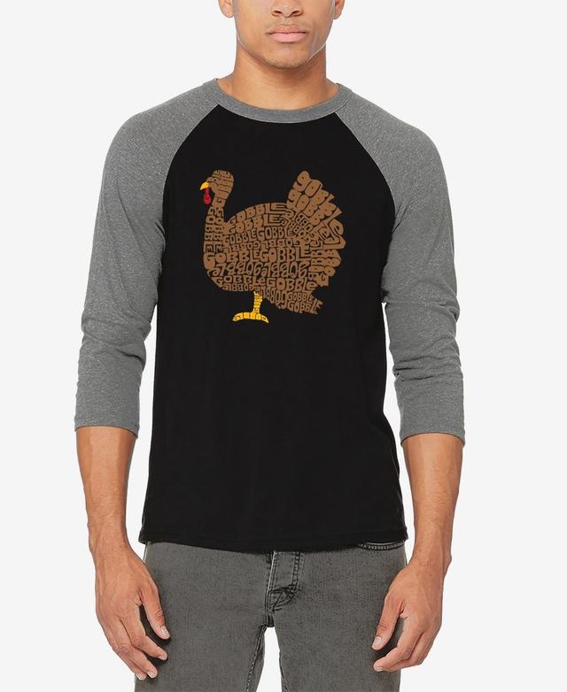 La Pop Art Mens Thanksgiving Raglan Baseball Word Art T-shirt - Black Product Image