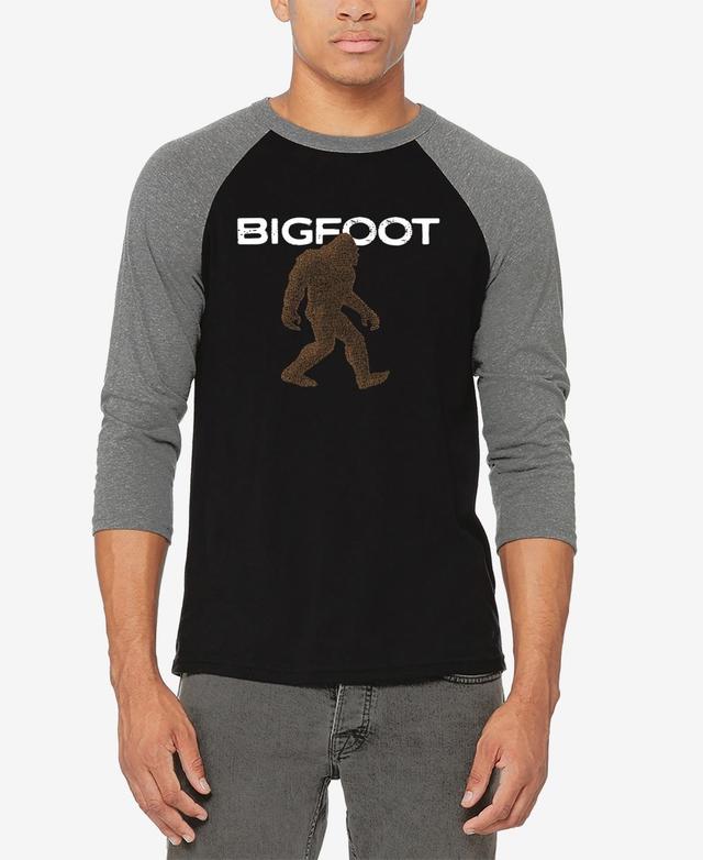 La Pop Art Mens Bigfoot Raglan Baseball Word Art T-shirt - Gray Product Image