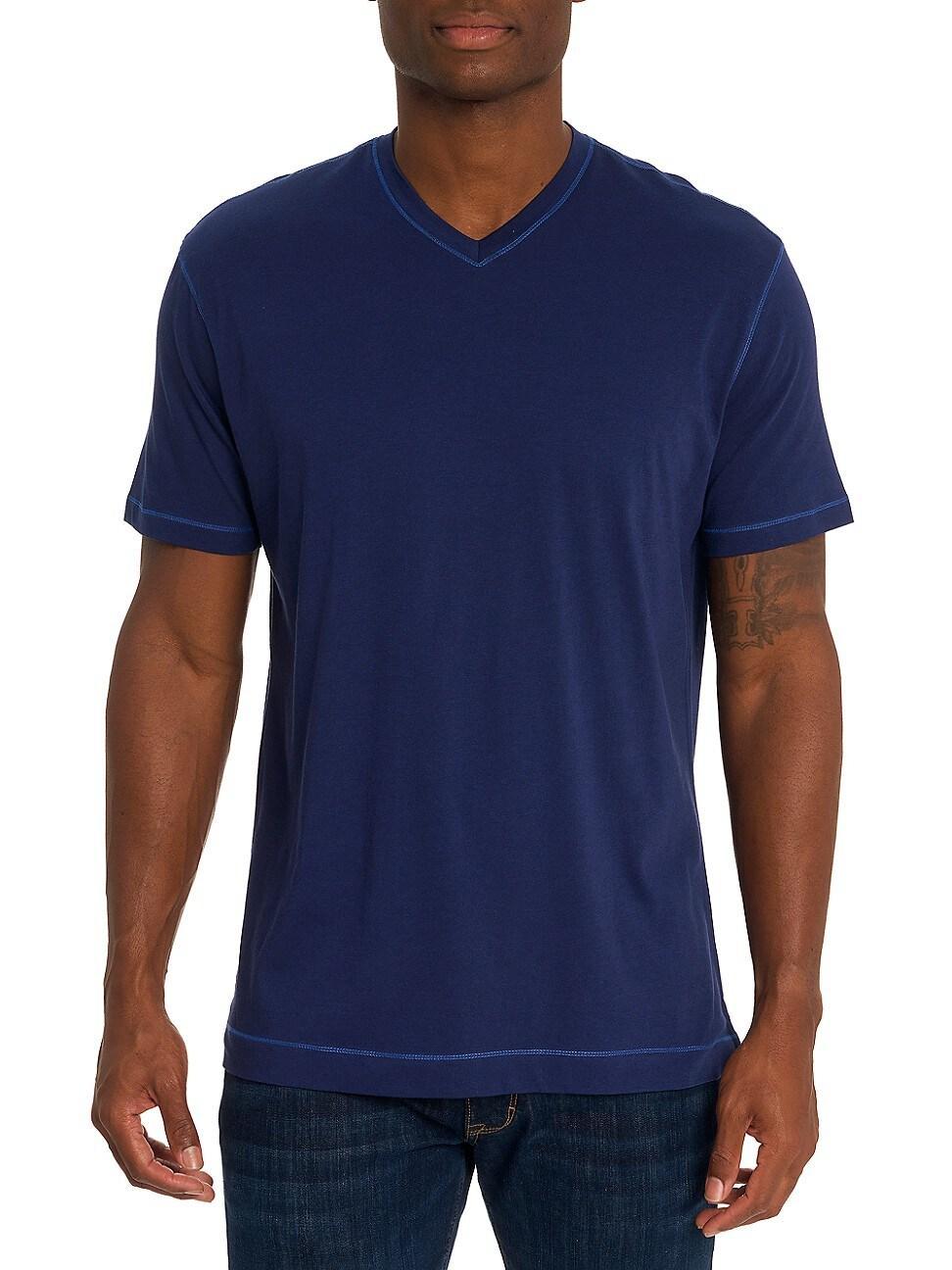 Robert Graham Eastwood Top Stitched V Neck Tee Product Image